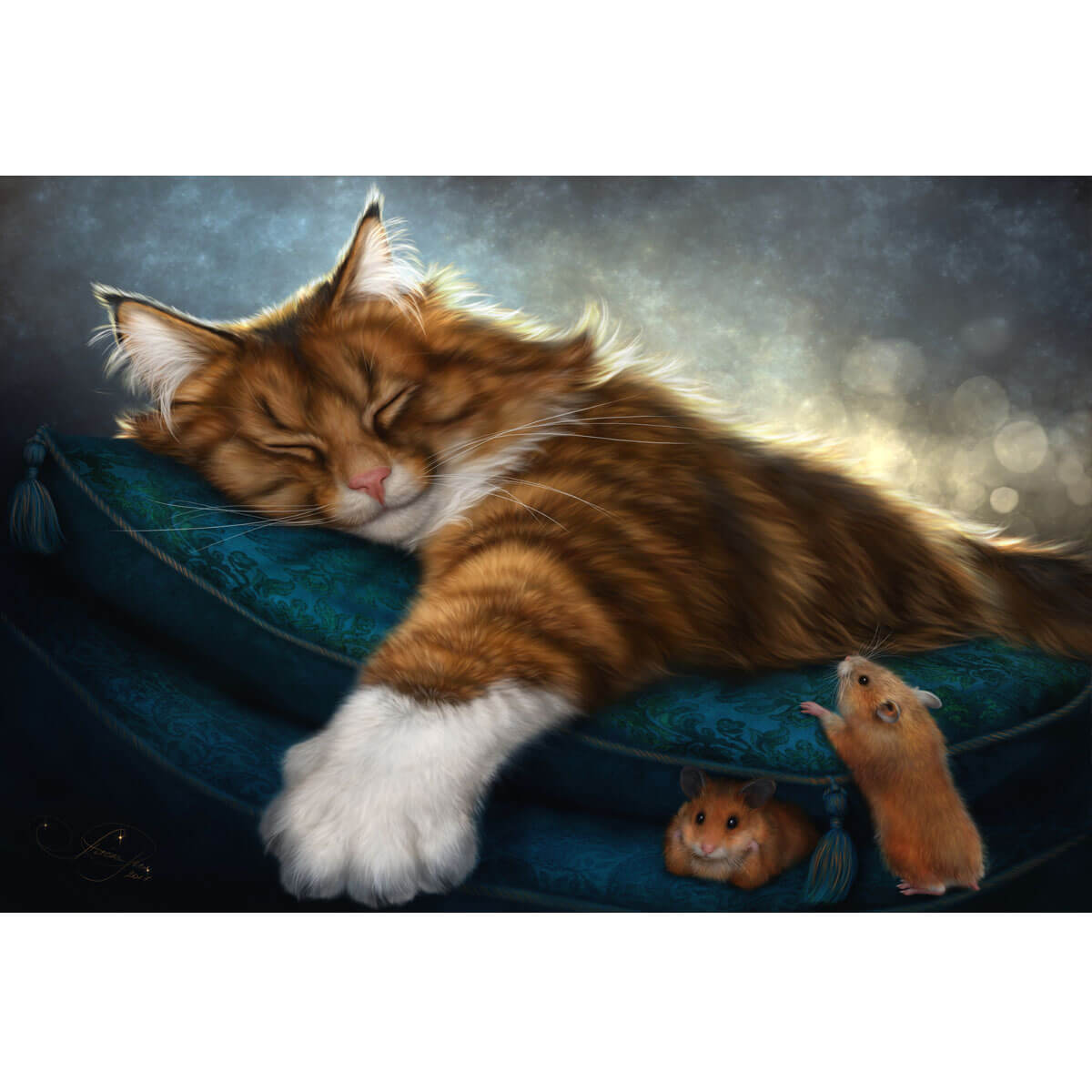 Wooden Jigsaw Puzzle 1000 Piece - Whimsical Slumber - Cat & Mouse