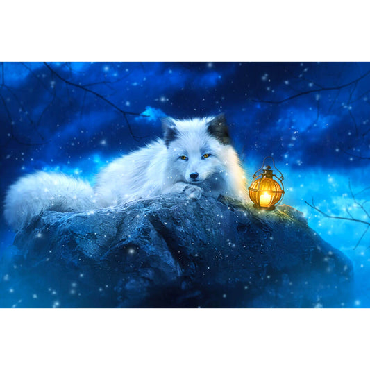 1000-Piece Premium Wooden Jigsaw Puzzle for Adults – White Fox with Lantern | Artisan Crafted, Whimsical Shapes & Unique Designs, Best Relaxation Gift