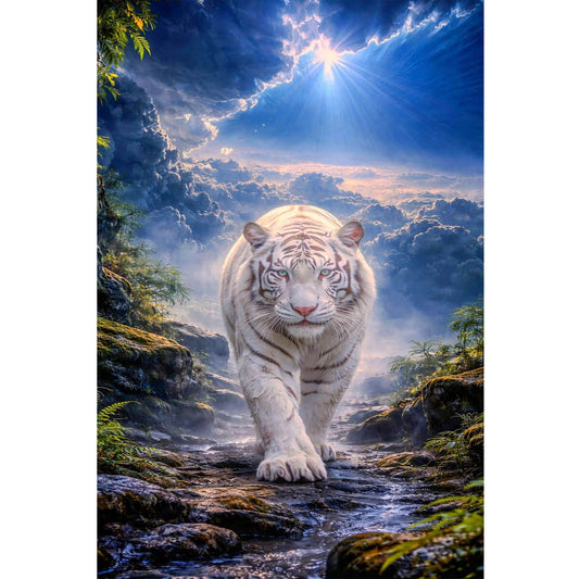 Wooden Jigsaw Puzzle 1000 Piece - White Tiger Descending from the Heavens