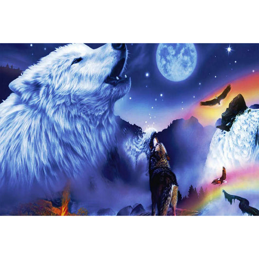 1000-Piece Premium Wooden Jigsaw Puzzle for Adults – White Wolf Howling | Artisan Crafted, Whimsical Shapes & Unique Designs, Best Relaxation Gift