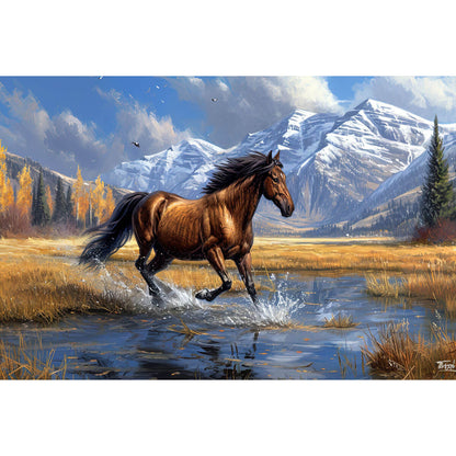 1000-Piece Premium Wooden Jigsaw Puzzle for Adults – Wild Horse Mountain | Artisan Crafted, Whimsical Shapes & Unique Designs, Best Relaxation Gift