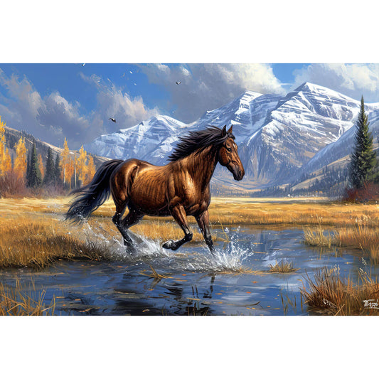 1000-Piece Premium Wooden Jigsaw Puzzle for Adults – Wild Horse Mountain | Artisan Crafted, Whimsical Shapes & Unique Designs, Best Relaxation Gift