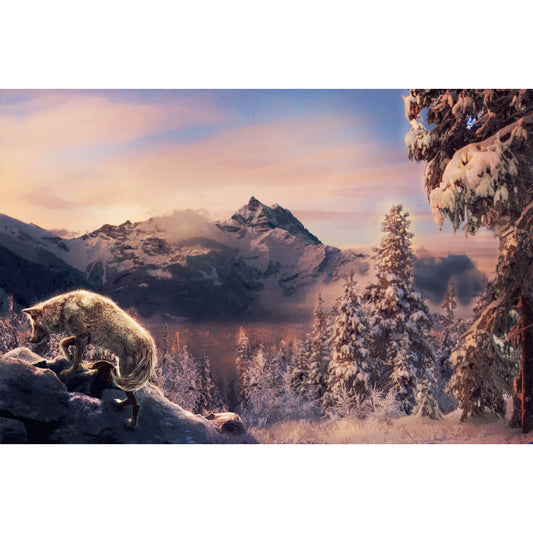 1000-Piece Premium Wooden Jigsaw Puzzle for Adults – Winter Mountain Wolf | Artisan Crafted, Whimsical Shapes & Unique Designs, Best Relaxation Gift