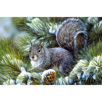 1000-Piece Premium Wooden Jigsaw Puzzle for Adults – Winter Pine Squirrel | Artisan Crafted, Whimsical Shapes & Unique Designs, Best Relaxation Gift