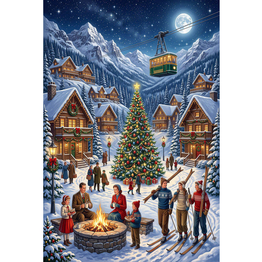 1000-Piece Premium Wooden Jigsaw Puzzle for Adults – Winter Wonderland Celebration | Artisan Crafted, Whimsical Shapes & Unique Designs, Best Relaxation Gift