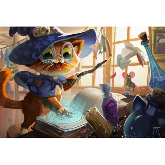 Wooden Jigsaw Puzzle 1000 Piece - Wizard Cat's Grimoire