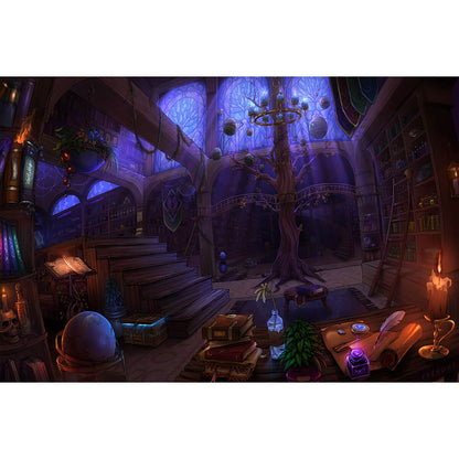 Wooden Jigsaw Puzzle 1000 Piece - Wizard's Library with Cosmic Tree
