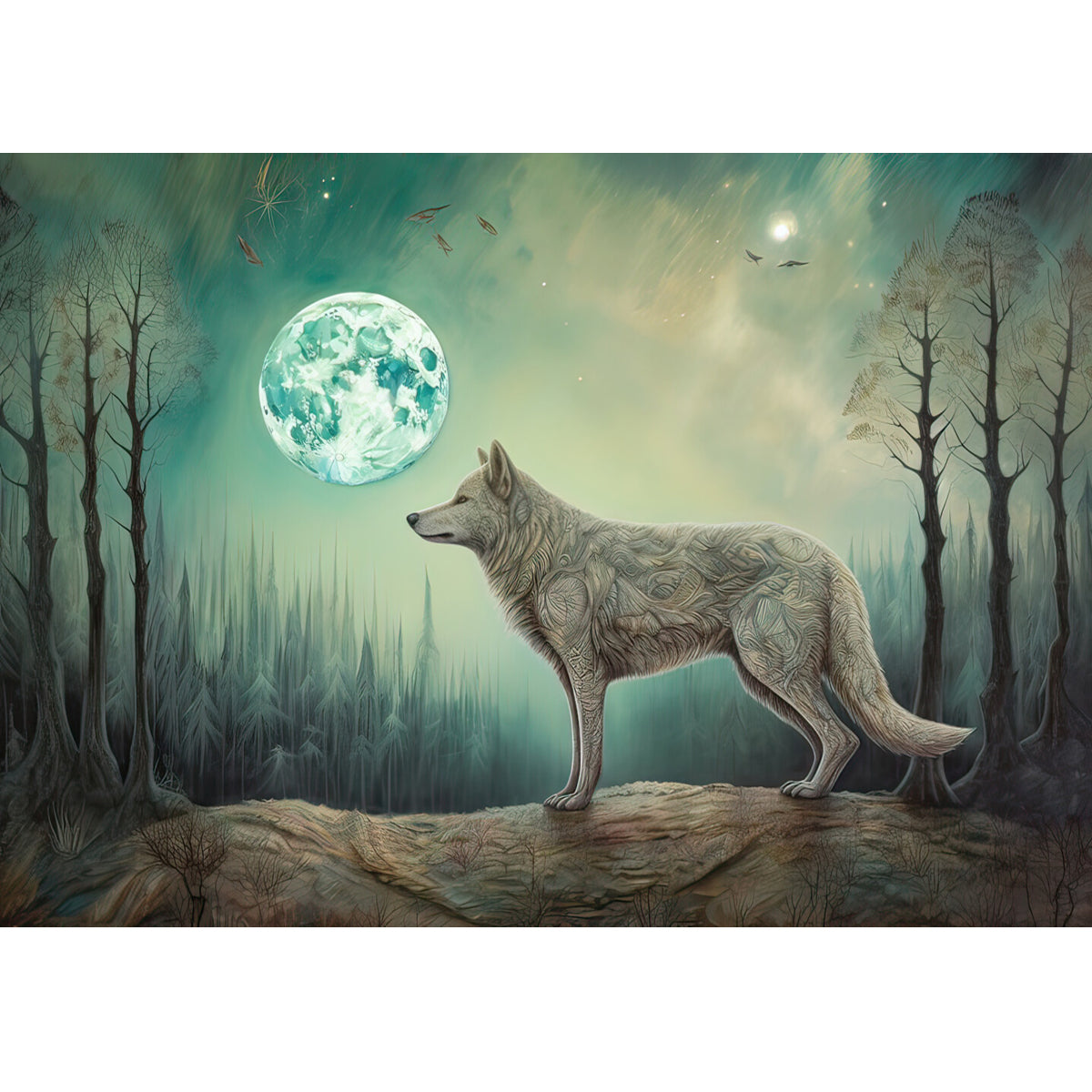 Wooden Jigsaw Puzzle 1000-Piece for Adults – Relaxing Gift Idea & Elegant Home Décor Artwork with Full-Size Poster, Premium Stress Relief Activity - Wolf - Artisan Puzzles