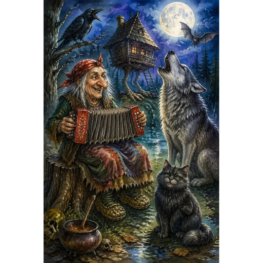 1000-Piece Premium Wooden Jigsaw Puzzle for Adults – Wolf & Musician | Artisan Crafted, Whimsical Shapes & Unique Designs, Best Relaxation Gift
