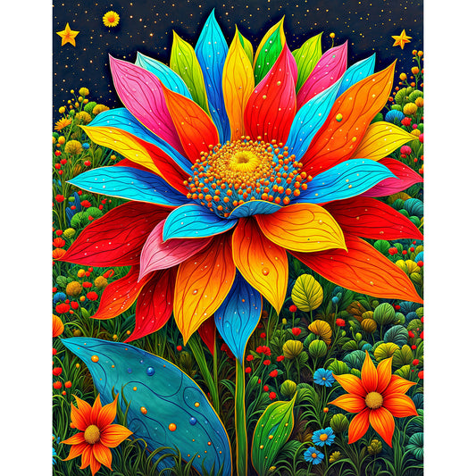 Wooden Jigsaw Puzzle 1000-Piece for Adults – Relaxing Gift Idea & Elegant Home Décor Artwork with Full-Size Poster, Premium Stress Relief Activity - Colorful Flower - Artisan Puzzles