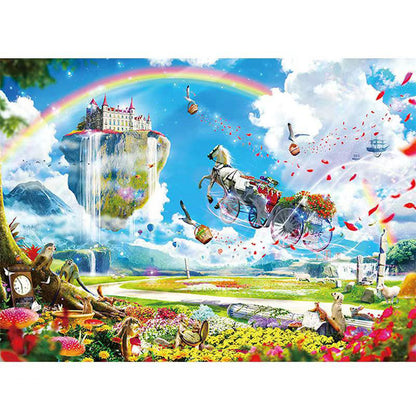 500-Piece Cardboard Jigsaw Puzzle for Adults – Relaxing Gift Idea & Elegant Home Décor Artwork with Full-Size Poster, Premium Stress Relief Activity - Rainbow Castle