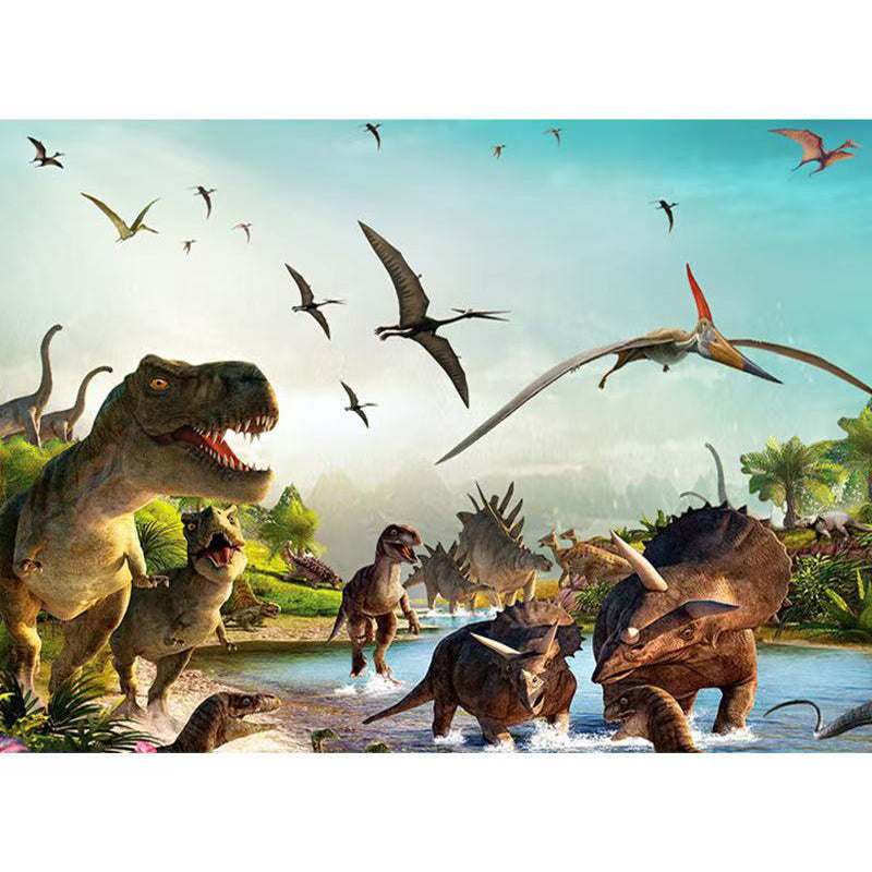 500-Piece Cardboard Jigsaw Puzzle for Adults – Relaxing Gift Idea & Elegant Home Décor Artwork with Full-Size Poster, Premium Stress Relief Activity - Age of Dinosaurs