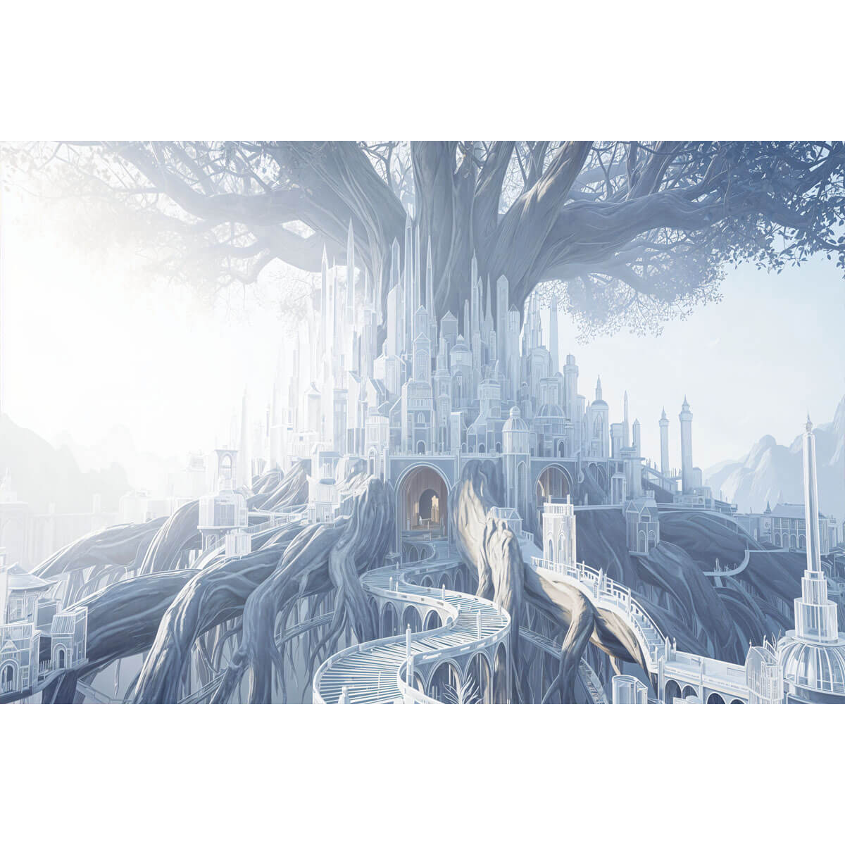 1000-Piece Premium Wooden Jigsaw Puzzle for Adults – City of the World Tree | Artisan Crafted, Whimsical Shapes & Unique Designs, Best Relaxation Gift