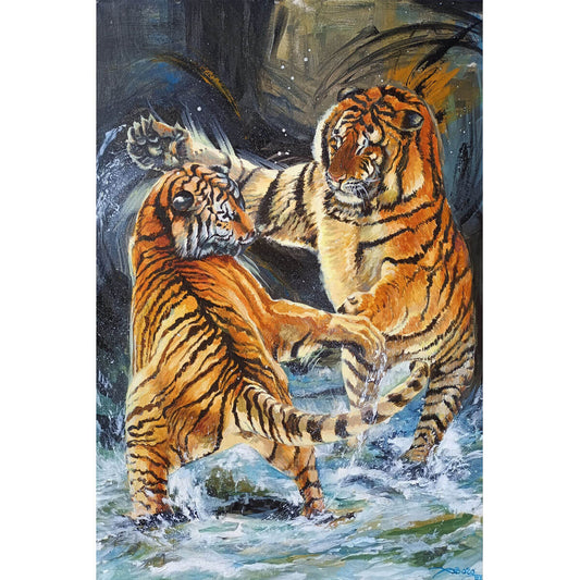 Wooden Jigsaw Puzzle 1000 Piece - Tiger playing
