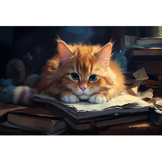 Wooden Jigsaw Puzzle 1000 Piece - Scholarly Cat with Book