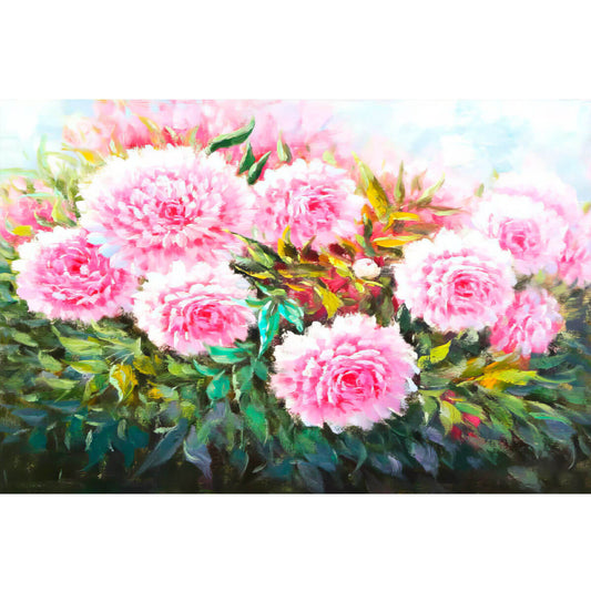 Wooden Jigsaw Puzzle 1000 Piece - Vibrant Garden of Peonies